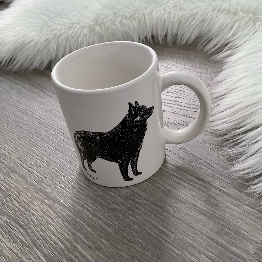 🐾 CINDY FARMER Vintage 1990 Schipperke Dog Coffee Mug Hand Decorated